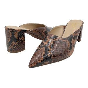 Franco Sarto Tamera Faux Snake Mules, Brown, Size 7